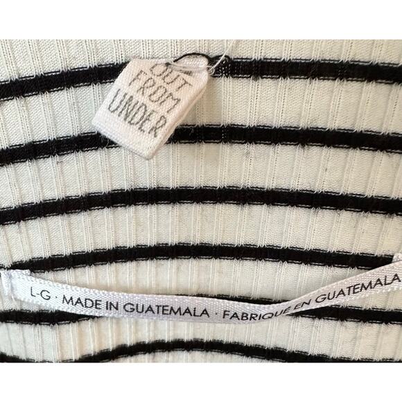 2/$30 UO Out From Under Striped Notch Neck Bodysuit White Black Size L - Picture 9 of 11
